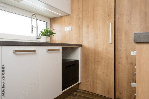 Fototapeta Naklejka Na Ścianę i Meble -  Interior of modern kitchen with built-in appliances