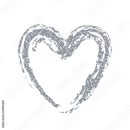 Silver Glitter Heart Pattern. Vector Shape.