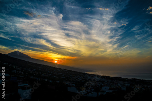 Sunset behind the north coast of Tenerife