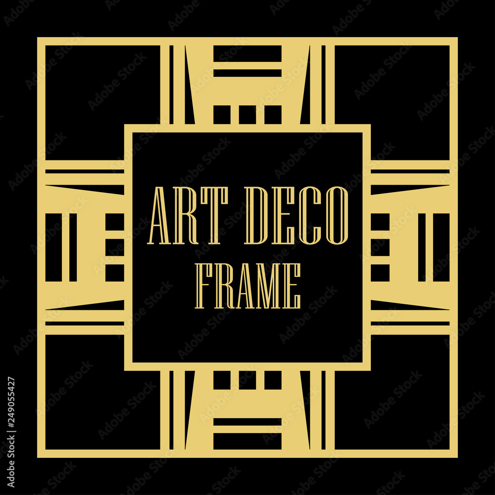 Art Deco vintage ornamental retro border frame. Old retro art deco element for vintage design. Retro art deco style.