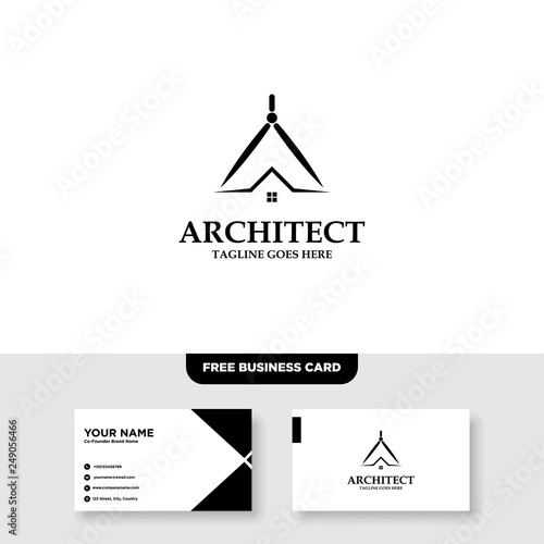 Architecture Company, construction, architect, vector logo template - Vector, Free Business Card