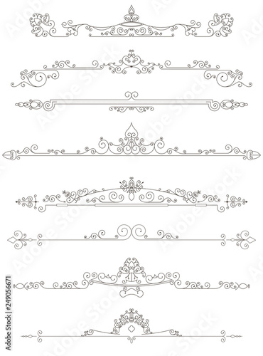 Set of vintage line dividers illustration