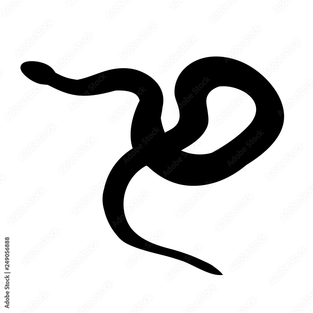 Fototapeta premium snake crawling, black silhouette in isolation