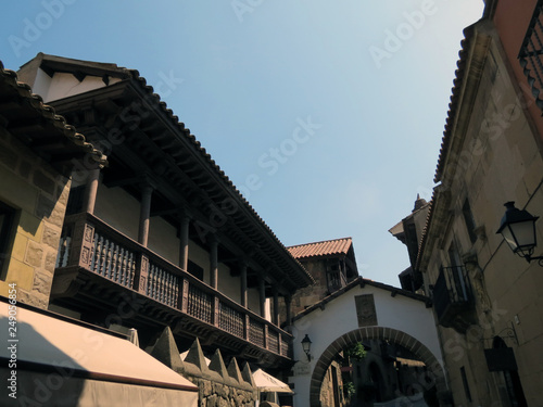 Medieval streets of Spanish village,  Barcelona, Catalonia, Spain.