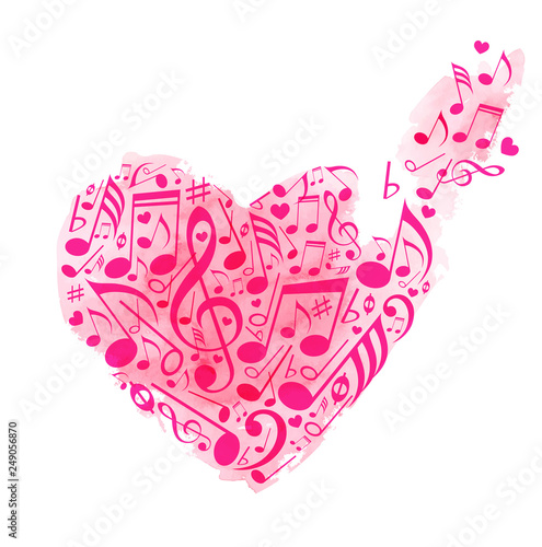 Red heart of musical notes