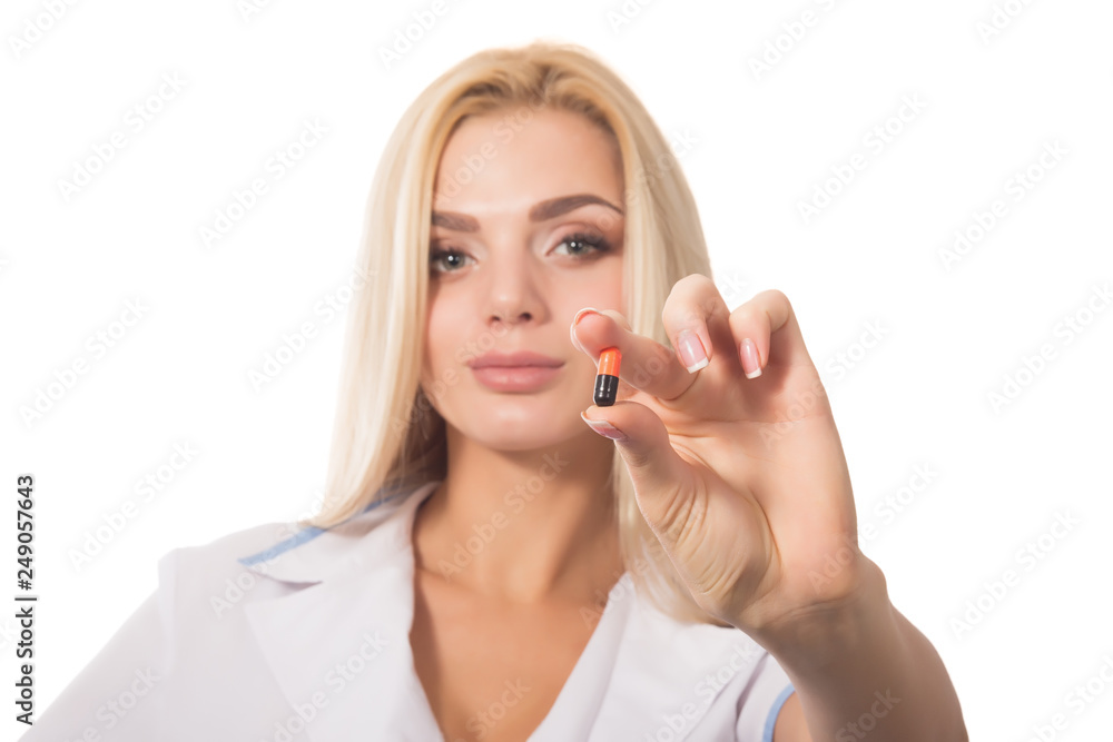 Female doctor giving you a pill Female doctor giving you a pill