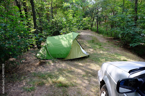camping tent and car