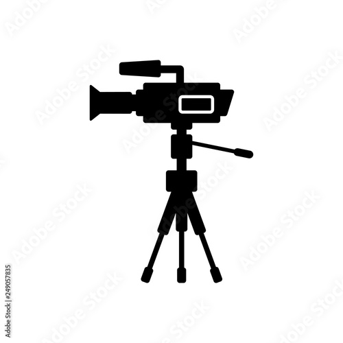 Icono plano silueta de cámara de televisión en color negro
