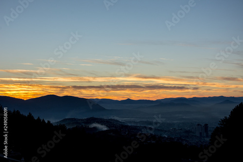 View to the capital city Sarajevo from the mountain Trebevic