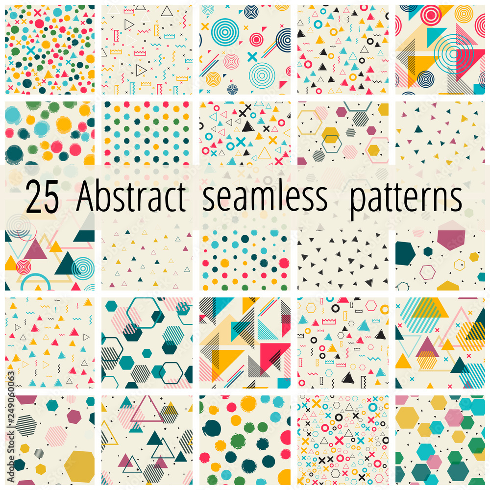 Set of Abstract seamless geometric patterns 