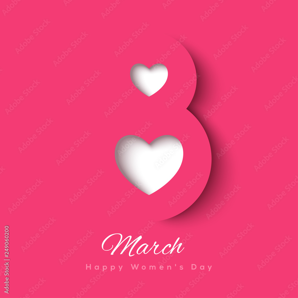 March 8 symbol with hearts March 8 symbol with hearts