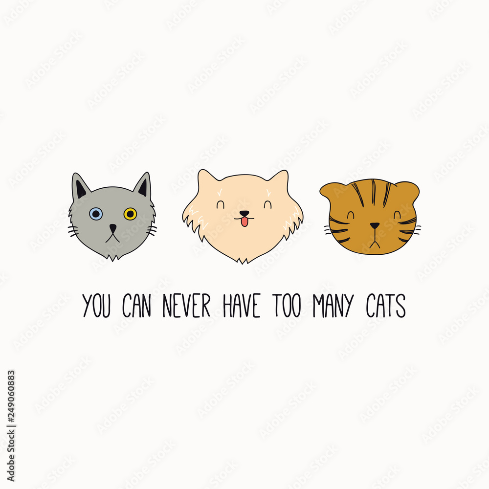 Premium Vector  Cute funny cat hand drawn on white background