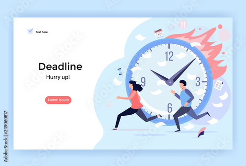 Deadline concept illustration, perfect for web design, banner, mobile app, landing page, vector flat design
