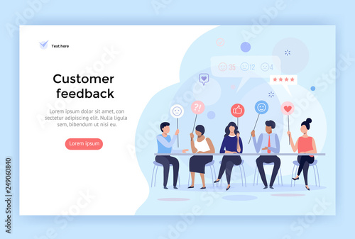 Customer feedback management, vector illustration, perfect for web design, banner, mobile app, landing page, flat design