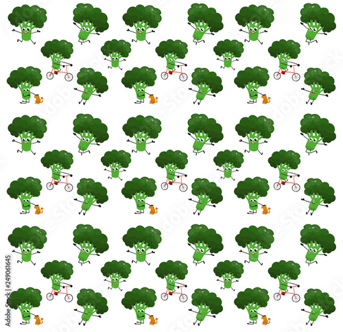 Funny happy broccoli drawing illustration isolated background