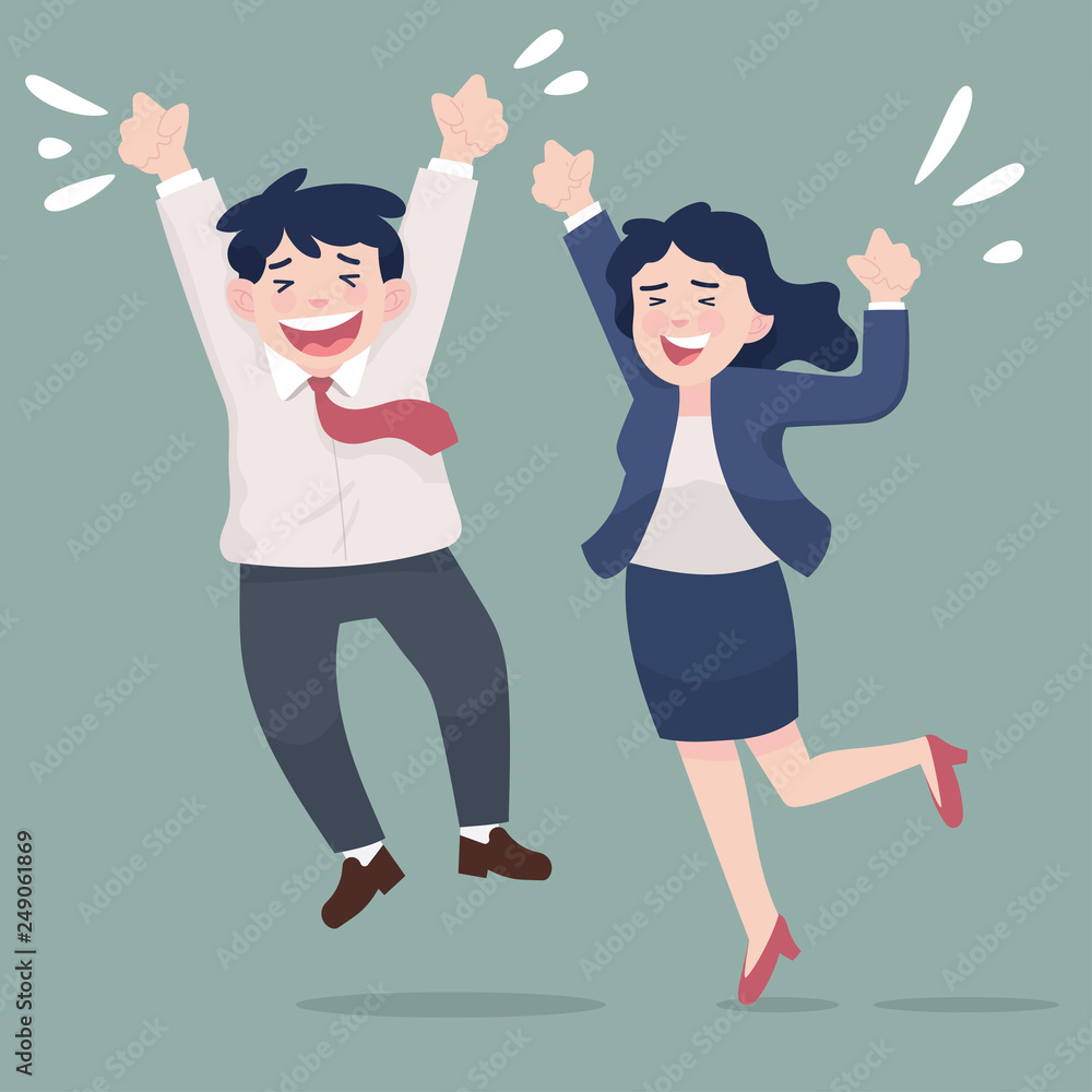 happy employees show their expression when they are working - Vector happy employees show their expression when they are working - Vector