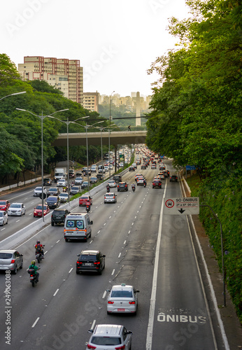 Sao Paulo, Brazil, december 2018. The big busy way 