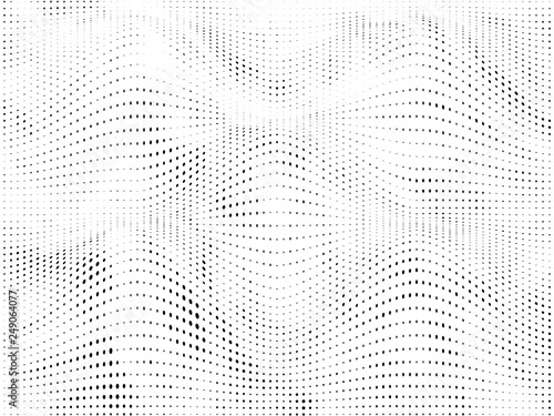 Halftone gradient pattern. Abstract halftone dots background. Monochrome dots pattern. Grunge wave texture. Pop Art Comic small dots. Twisted dots. Design for presentation, report, flyer, cover