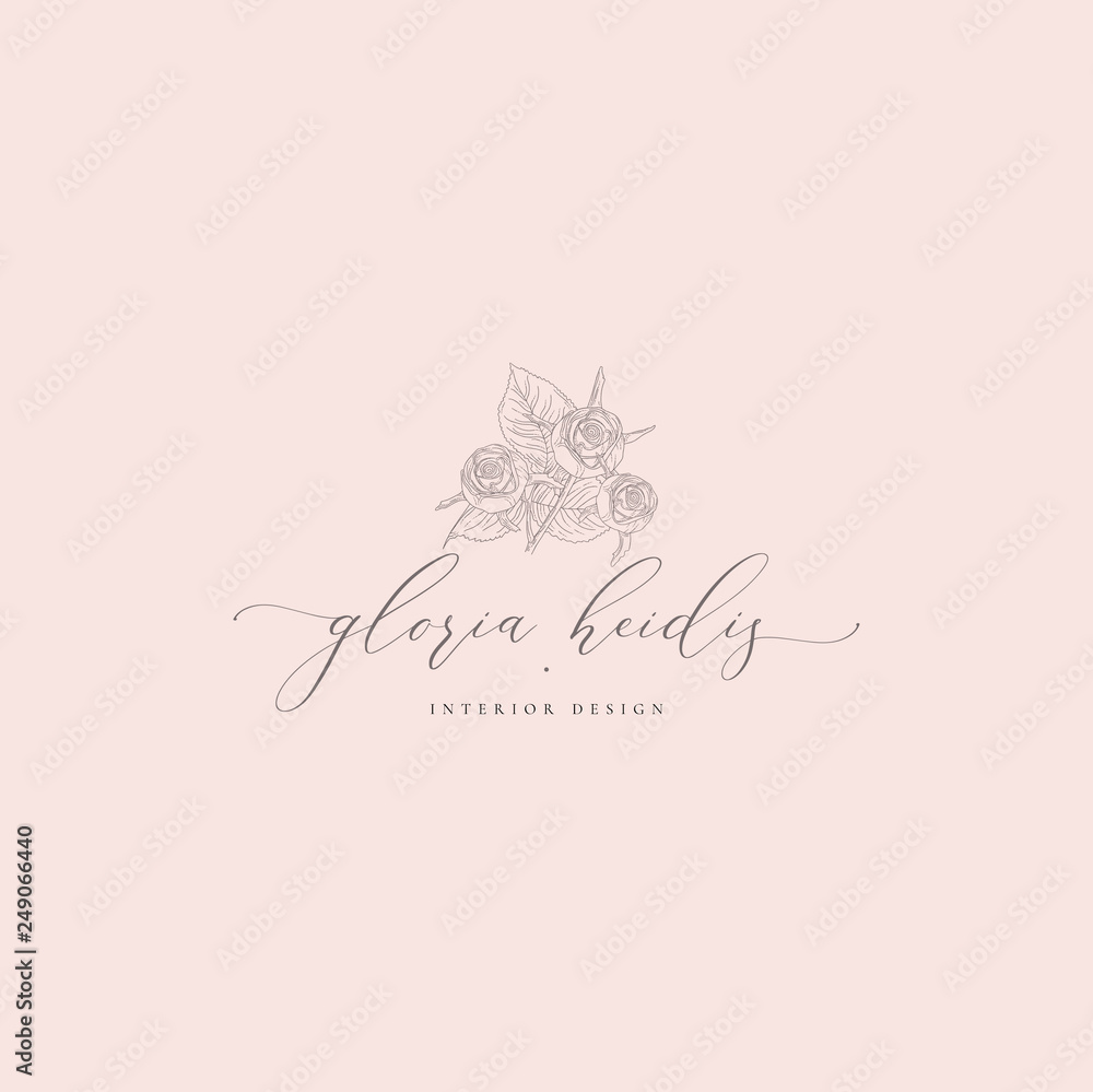 Vector Floristic Feminine Brand Logo Template Concept. Vector Floristic Feminine Brand Logo Template Concept.