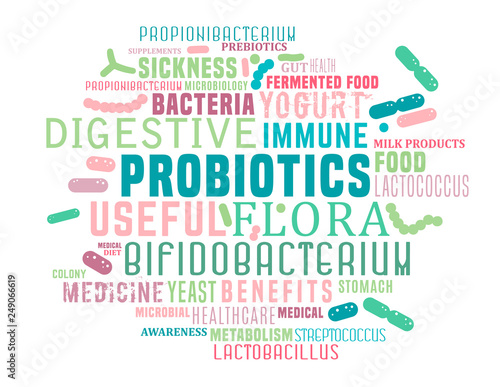 Probiotics and prebiotics lettering
