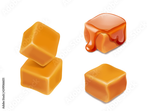 Caramel candies 3d isolated vector