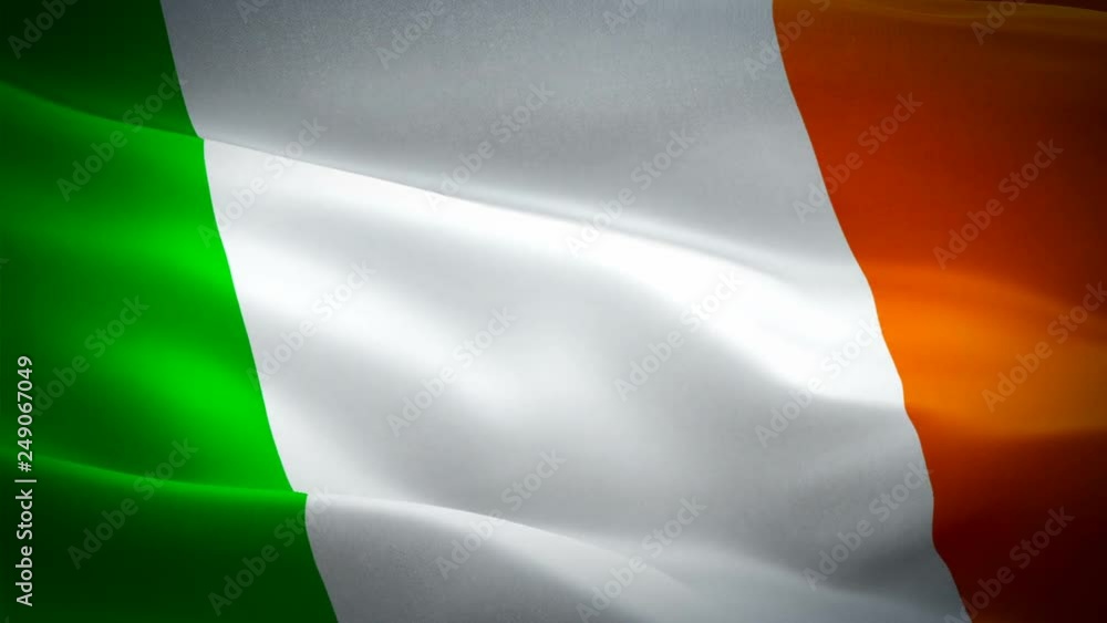 Ireland waving flag. National 3d Irish flag waving. Sign of Ireland seamless loop animation. Irish flag HD resolution Background. Ireland flag Closeup 1080p Full HD video for presentation Ireland waving flag. National 3d Irish flag waving. Sign of Ireland seamless loop animation. Irish flag HD resolution Background. Ireland flag Closeup 1080p Full HD video for presentation