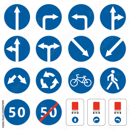 Road  signs set. Prescribing traffic signs collection.