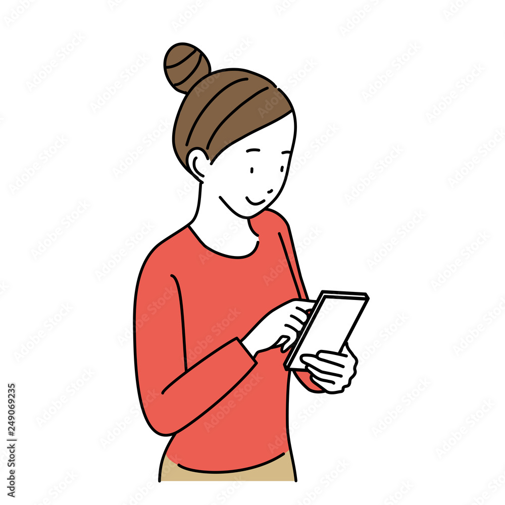 スマートフォンを持つ女性 仕草 イラスト ポーズ スマートフォンを持つ女性 仕草 イラスト ポーズ