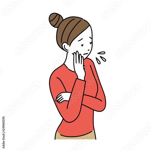 心配する女性　仕草　イラスト　ポーズ