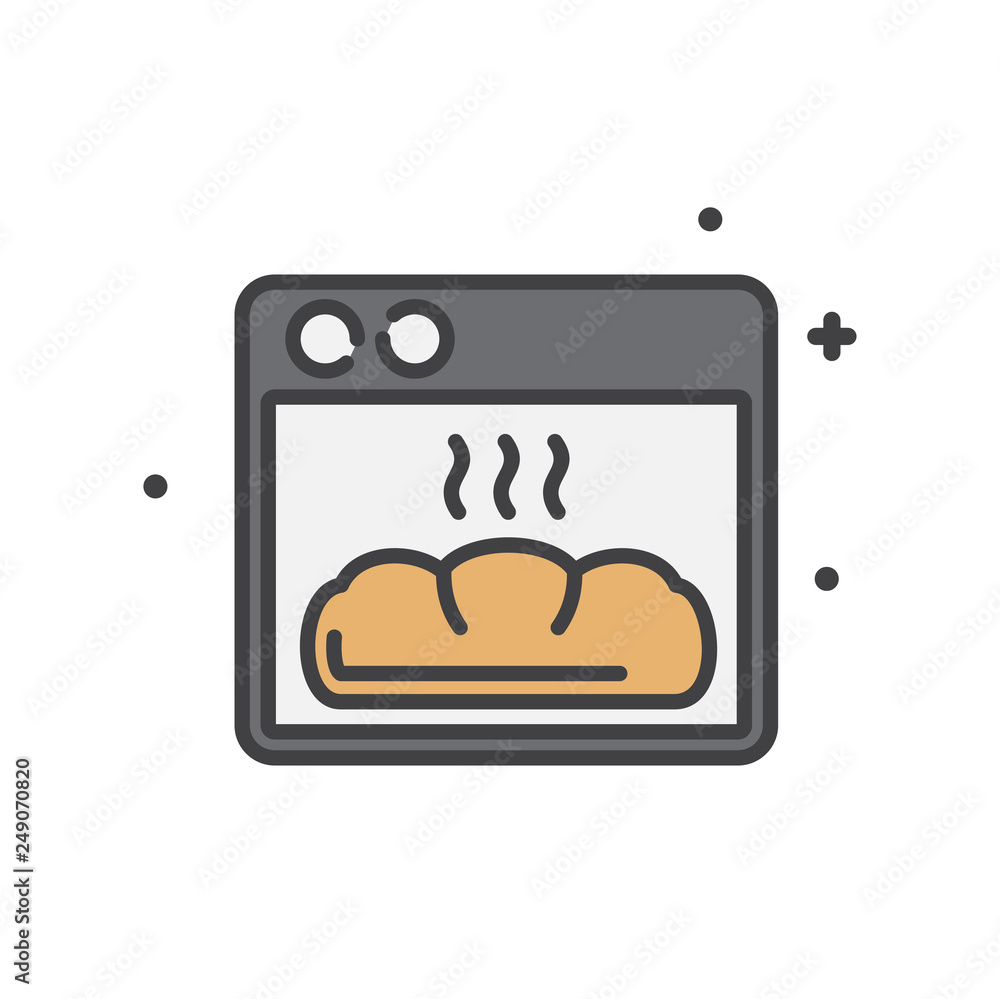 Bakery oven outline icon on white background for graphic and web design, Modern simple vector sign. Internet concept. Trendy symbol for website design web button or mobile app