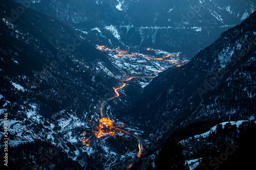 Aerial view of Andorra at sunset
