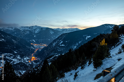 Aerial view of Andorra at sunset