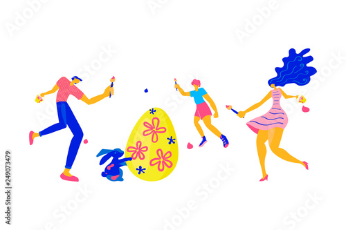 Happy Easter Horizontal greeting banner. 