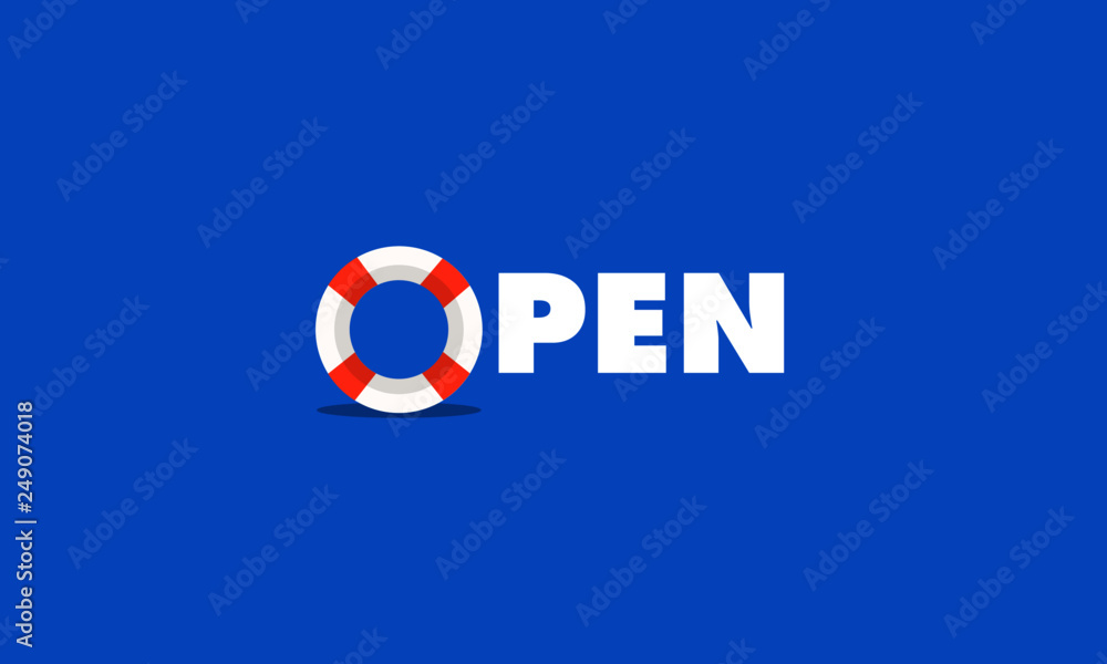 Naklejka premium Open Typography with Lifebuoy Illustration