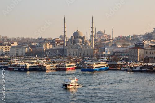 Sunset at The Golden Horn by Halic Metro Station in Istanbul, Turkey