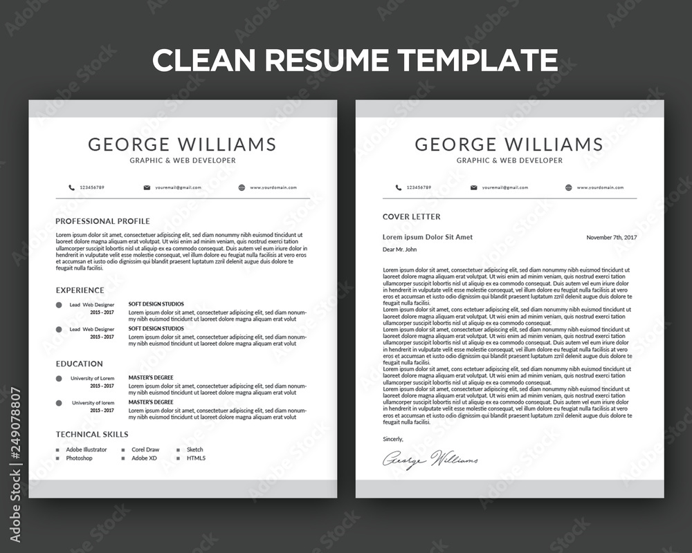 Fototapeta premium Clean Resume Templates