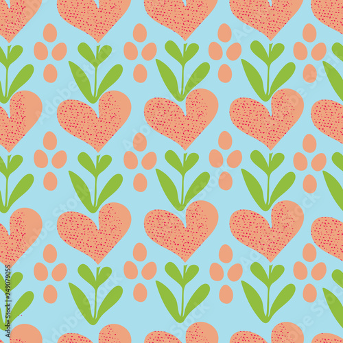 Blue Geometric Heart Seamless Vector Pattern