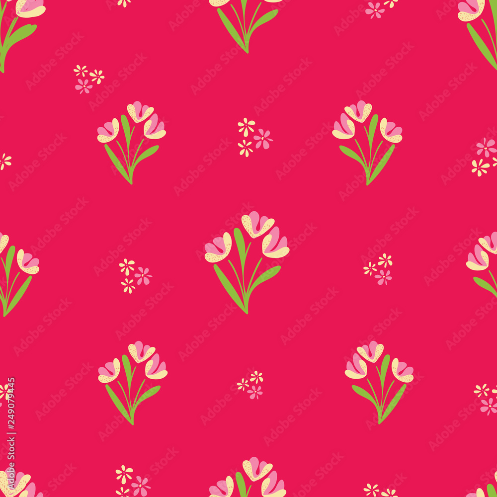 Red Roses & Leaves Seamless Vector Pattern Red Roses & Leaves Seamless Vector Pattern