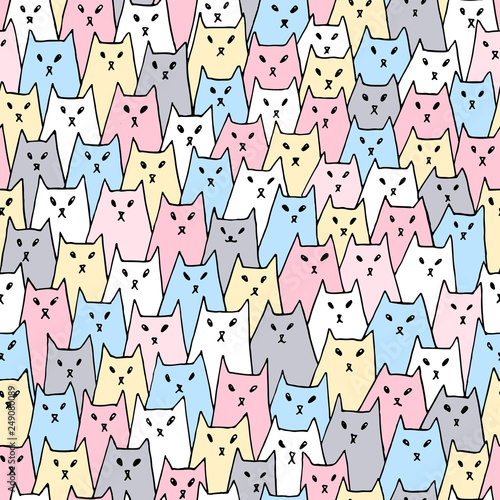 cats pattern minimalism pastel color