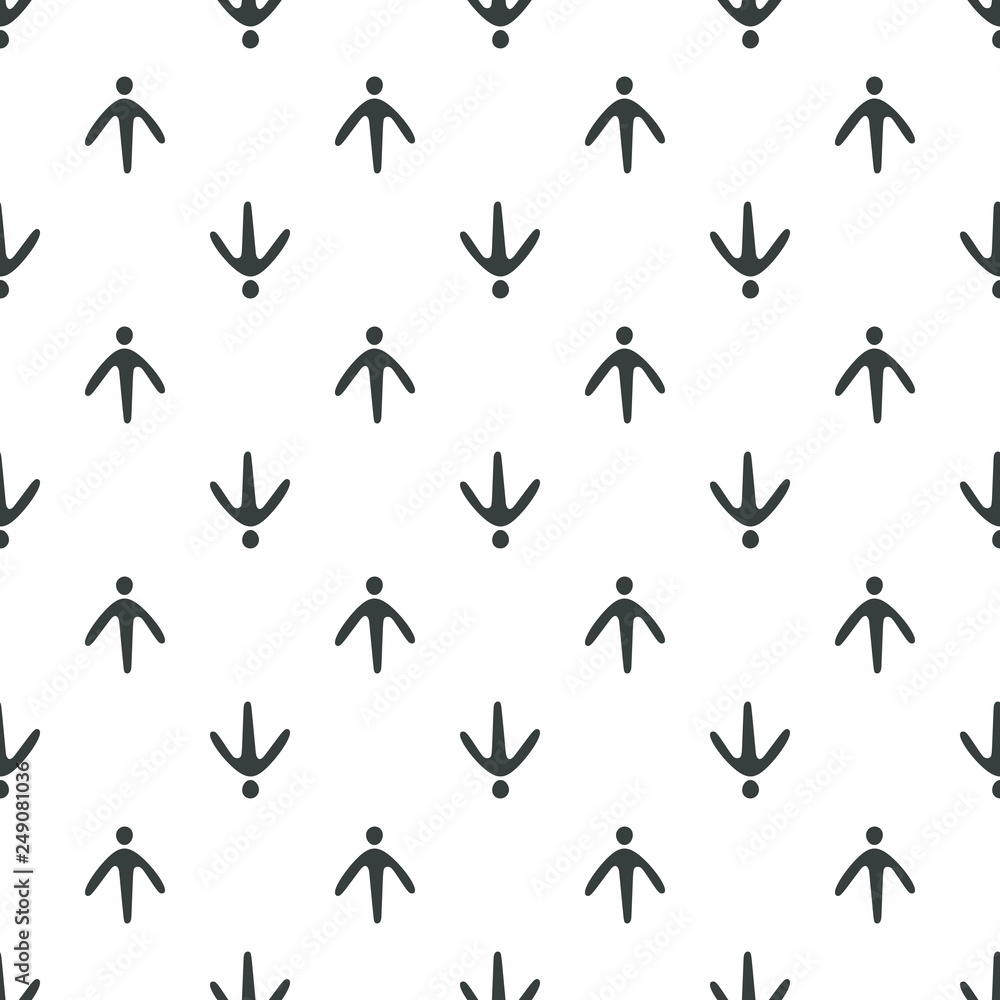 Seamless pattern, animal foot vector background illustration.Bird footprint. Seamless pattern, animal foot vector background illustration.Bird footprint.