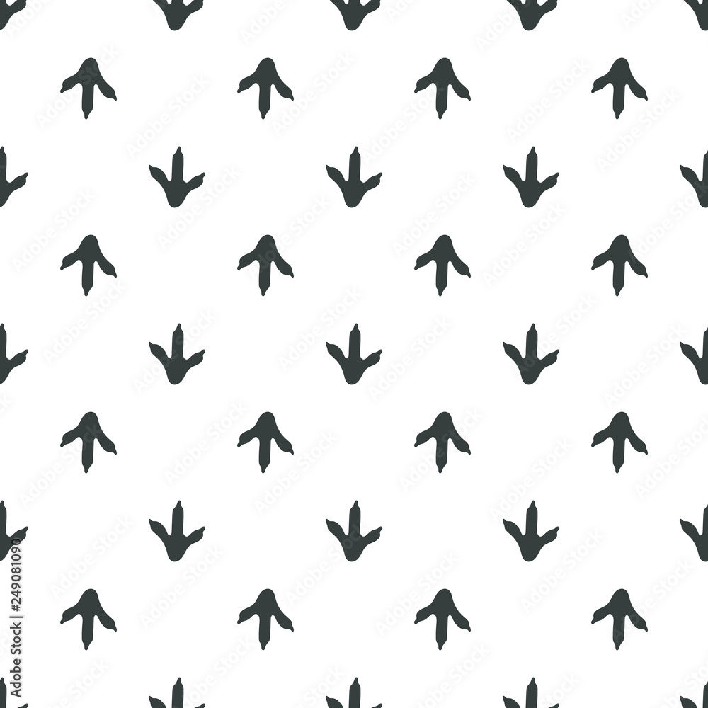 Seamless pattern, animal foot vector background illustration.Owl footprint.