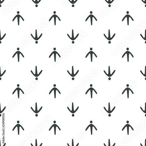 Seamless pattern, animal foot vector background illustration.Bird footprint.