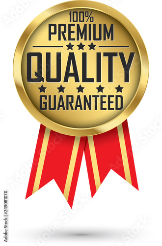 100% premium quality guaranteed gold label, vector illustration