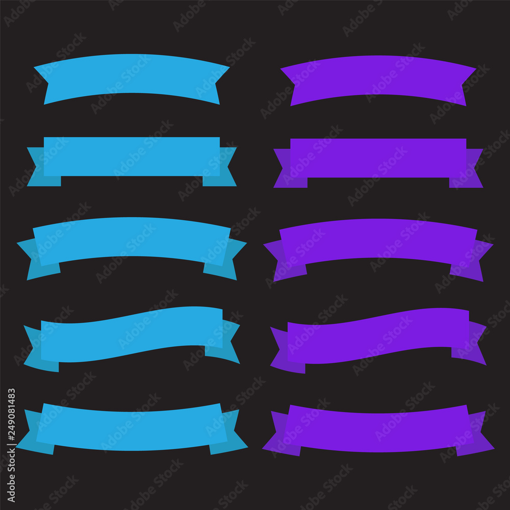 Flat vector ribbons banners flat. Banner ribbon vector set Flat vector ribbons banners flat. Banner ribbon vector set