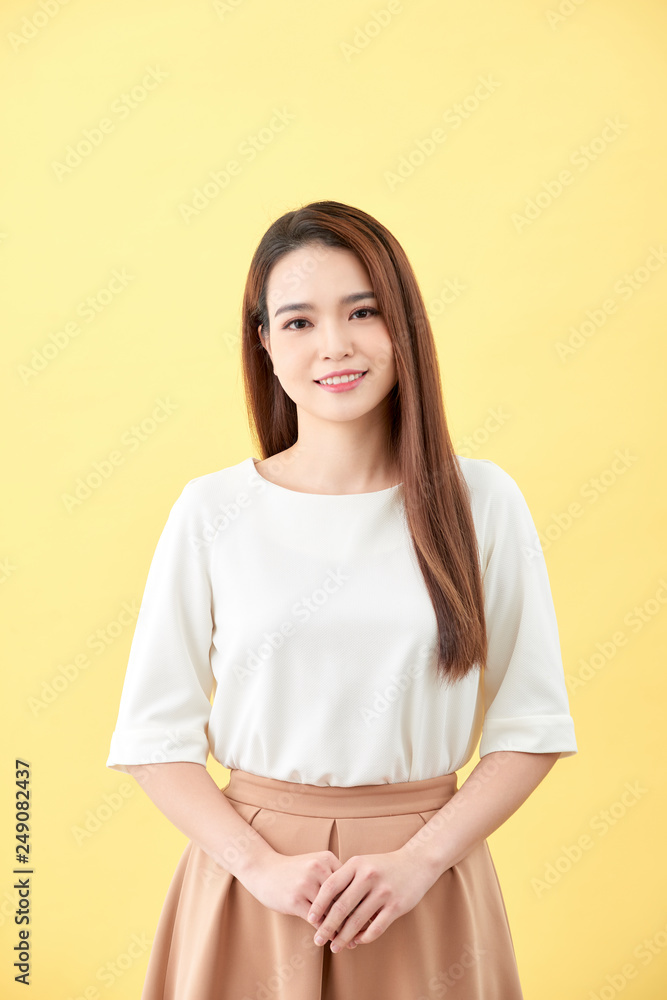 Asian woman smiling with dimple long hair black eyes on yellow background cute nice girl face vintage style Beautiful Asian girl oriental girl black hair long teenager young model student pretty Asian woman smiling with dimple long hair black eyes on yellow background cute nice girl face vintage style Beautiful Asian girl oriental girl black hair long teenager young model student pretty