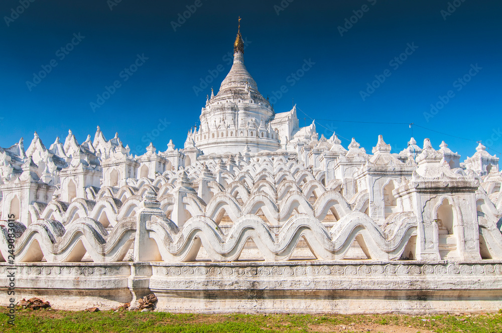 White pagoda of Hsinbyume aka Taj Mahal of Myanmar located in Mingun, Mandalay. White pagoda of Hsinbyume aka Taj Mahal of Myanmar located in Mingun, Mandalay.