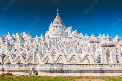 White pagoda of Hsinbyume aka Taj Mahal of Myanmar located in Mingun  Mandalay.