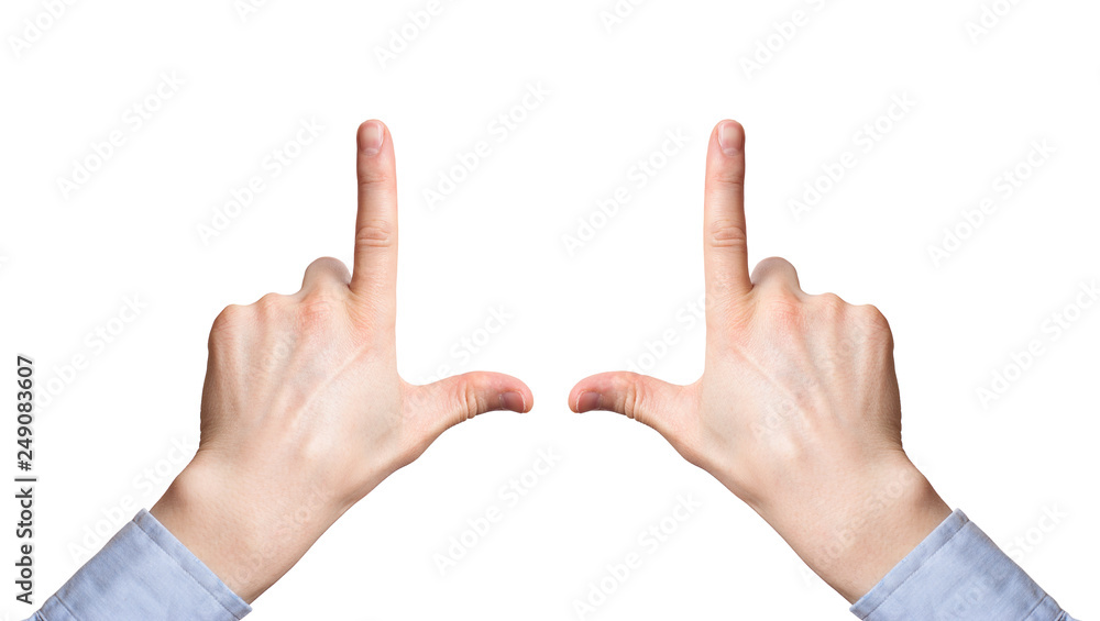 Two hands make frame shape isolated Two hands make frame shape isolated