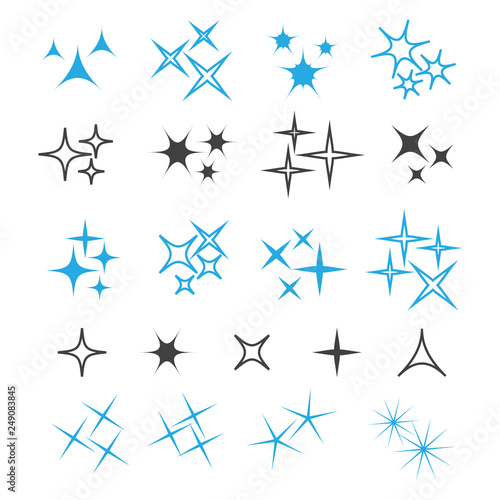 Sparkle lights stars set. Glowing light effect star.