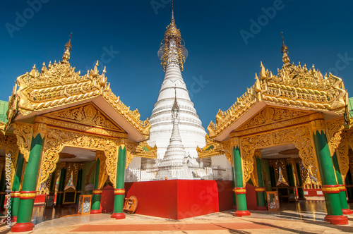 Kakku pagodas are nearly 2500 beautiful stone stupas hidden in a remote area of Myanmar near the lake Inle. This sacred place is on the territory of the PaO people. Shan state, Myanmar. photo